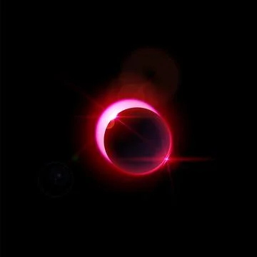 Solar eclipse with sunlight, halo flare and rays, vector realistic planet Stock Illustration