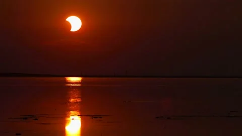 Solar eclipse sunrise. 動画素材 155454237