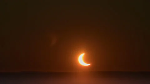 Solar eclipse at sunset. Stock Footage 220064460