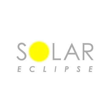 Solar eclipse text logo design vector flat Stock Illustration