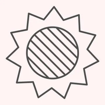 Solar eclipse thin line icon. Full lunar spot on sun in skyscape. Astronomy イラスト素材