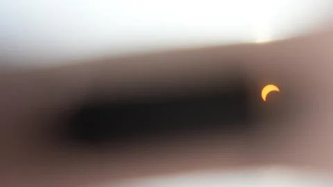 Solar Eclipse Through Solar Glasses Stock Photos