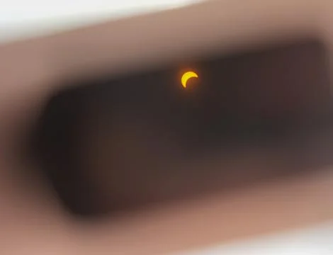 Solar Eclipse Through Solar Glasses Stock Photos