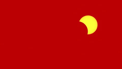 Solar Eclipse Time Lapse 500mm with Red Filter Astrophotography Stock Footage 318315831