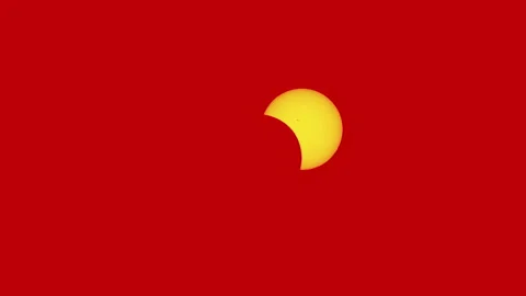 Solar Eclipse Time Lapse 500mm Telescope Shot with Red Filter Astrophotography Stock Footage 327164427