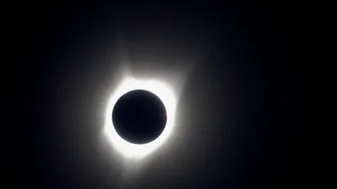 Solar eclipse totality ends real time Stock Footage 79292722