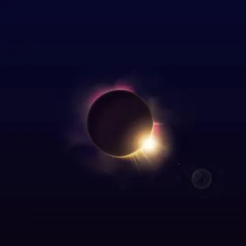 Solar eclipse vector illustration, radiant spheres eclipse with halo light Stock Illustration
