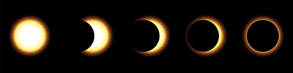 Solar eclipse vector set Ilustração Stock