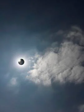 Solar eclipse with visible corona Foto stock