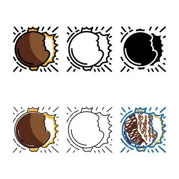 Solar eclipse weather natural phenomena styleset color icon vector イラスト素材