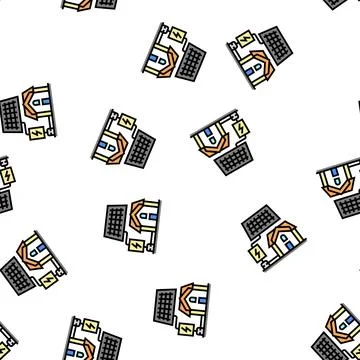 Solar electricity installation vector seamless pattern 库存插图
