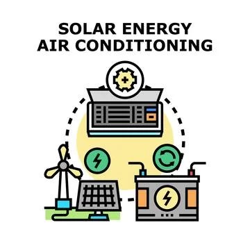 Solar energy air conditioning system concept vector Stock Illustration