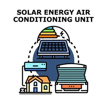 Solar energy air conditioning unit concept illustration Ilustración de archivo