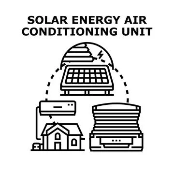 Solar energy air conditioning unit concept illustration Stock Illustration