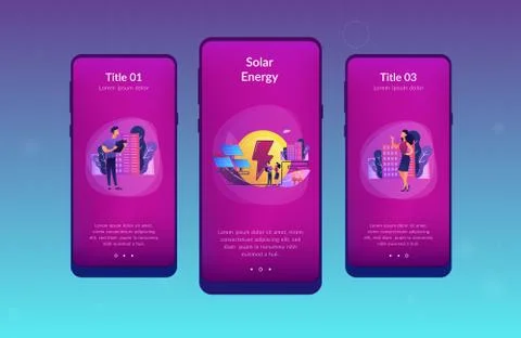 Solar energy app interface template. Ilustração Stock