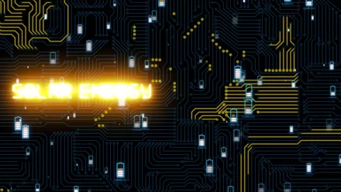 Solar energy background. Background with microprocessors and batteries. Title Stock Footage 320997132