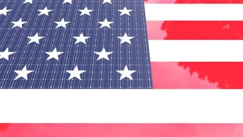 Solar Energy Concept using the United States Flag 3d Illustration Stock Illustration