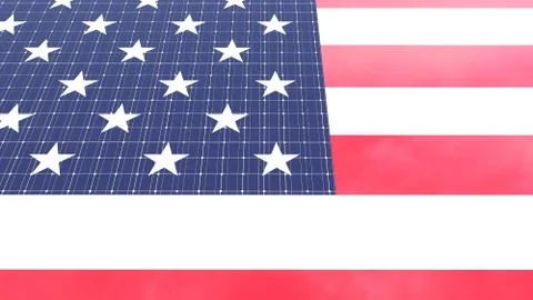 Solar Energy Concept using the United States Flag 3d Illustration Stock Illustration