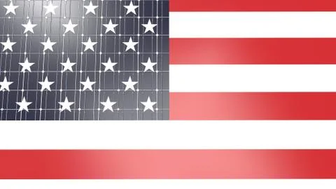 Solar Energy Concept using the United States Flag 3d Illustration Stock Illustration