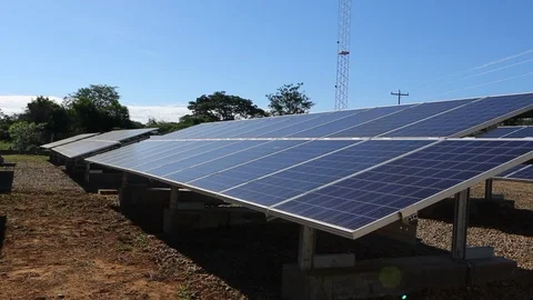 Solar energy facility Stock Footage 96069853