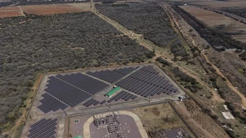 Solar Energy Facility Surrounded by Open Botswana Landscape Video stock 342633174