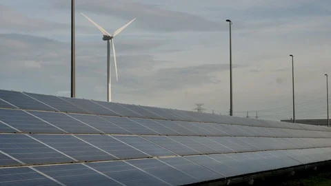 Solar energy farm Stock Footage 100808125