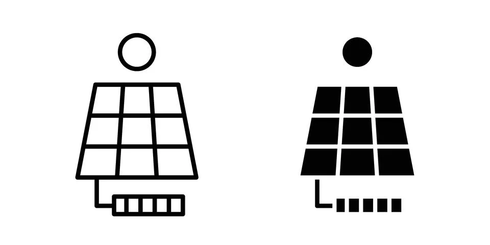 Solar energy icon black vector isolated on white Stock Illustration