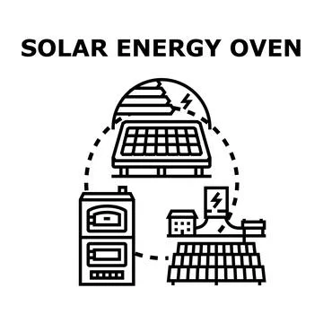Solar energy oven system concept for sustainable heating Stock Illustration