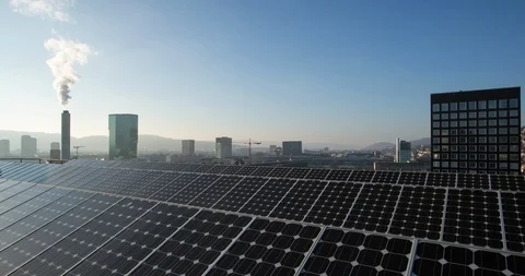 Solar energy panel city 스톡 동영상 87576420