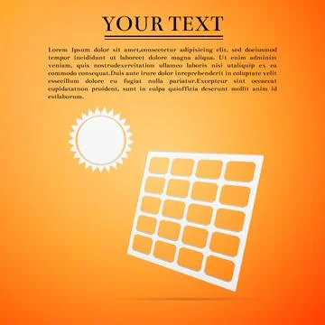 Solar energy panel flat icon on yellow background. Vector Illustration 스톡 일러스트