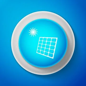 Solar energy panel icon isolated on blue background. Circle blue button. Vector 스톡 일러스트