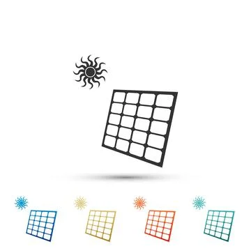 Solar energy panel icon isolated on white background. Set elements in color Stock Illustration