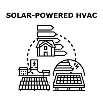 Solar energy powering heating ventilation air conditioning building Stock Illustration