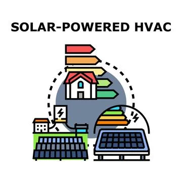Solar energy powering heating ventilation air conditioning building Stock Illustration