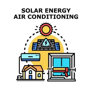 Solar energy providing efficient air conditioning and home insulation Ilustración de archivo