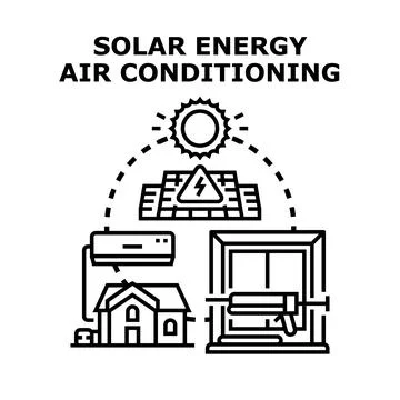 Solar energy providing efficient air conditioning and home insulation Ilustración de archivo