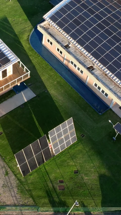 Solar Energy Research Facility in Florianopolis, Brazil, Aerial View Stock Footage 344443338