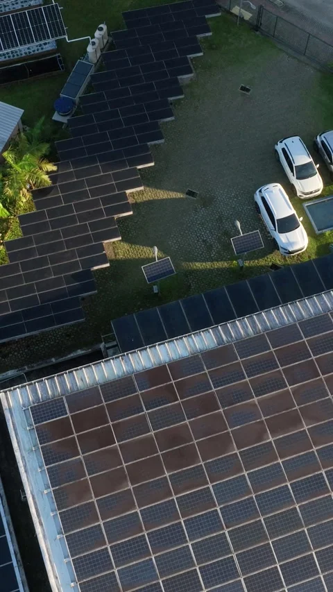 Solar Energy Research Facility in Florianopolis, Brazil, Aerial View Stock Footage 344443861