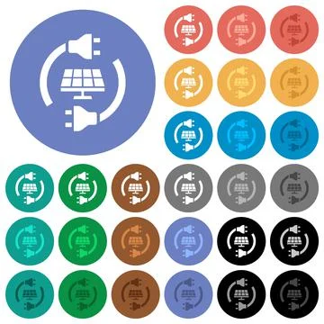 Solar energy round flat multi colored icons Ilustración de archivo