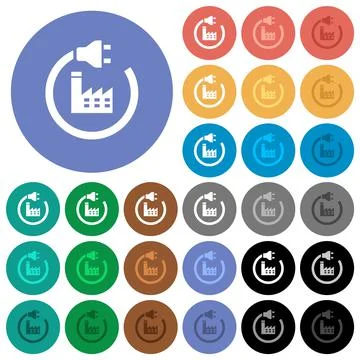 Solar energy round flat multi colored icons イラスト素材
