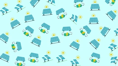 Solar Energy Seamless Pattern Animation with Solar Panels, Batteries and Ren 動画素材 337440046