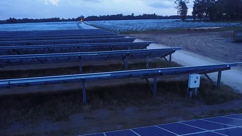 Solar Energy Solar Power Panel Field aerial closeup over panels Stock Footage 98571453