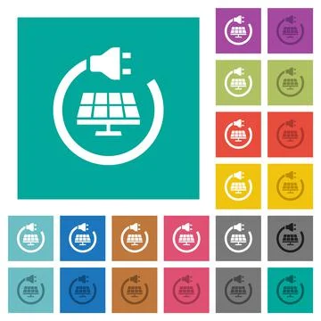 Solar energy square flat multi colored icons イラスト素材