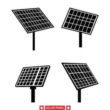 Solar Energy Systems  Comprehensive Set of Photovoltaic Panel Silhouettes f.. Stock Illustration