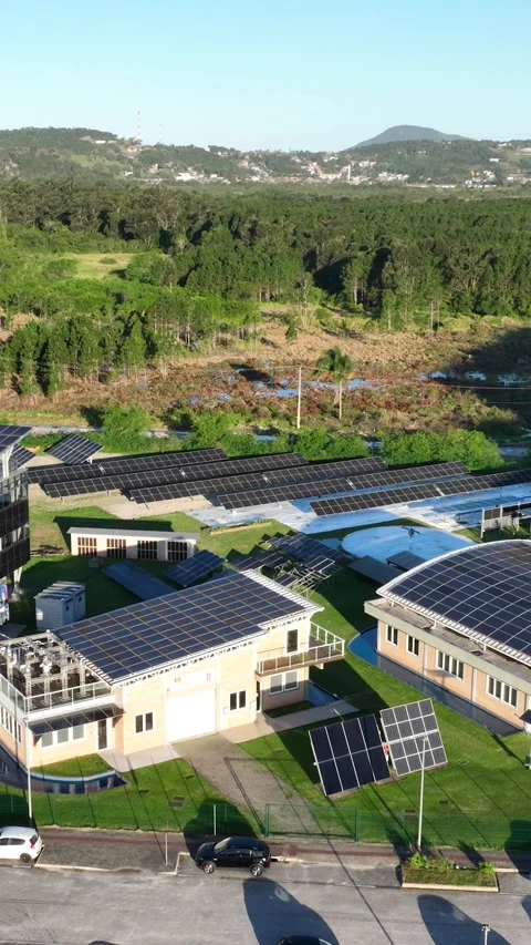 Solar Energy Technology Center in Florianopolis, Vertical Video Stock Footage 344445893