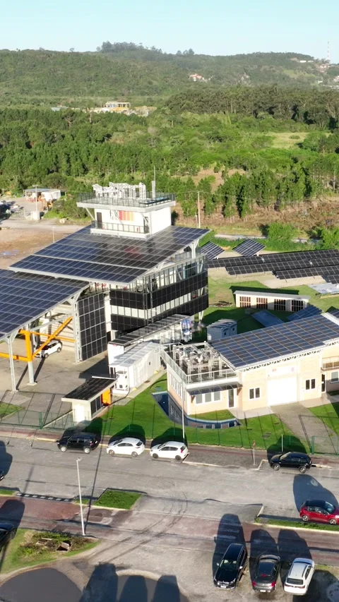 Solar Energy Technology Center in Florianopolis, Vertical Video Stock Footage 344446141