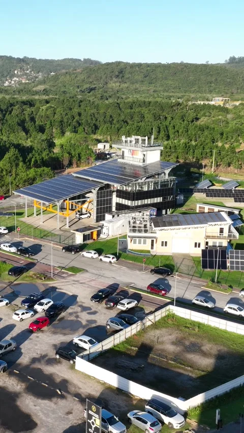 Solar Energy Technology Center in Florianopolis, Vertical Video Stock Footage 344446405