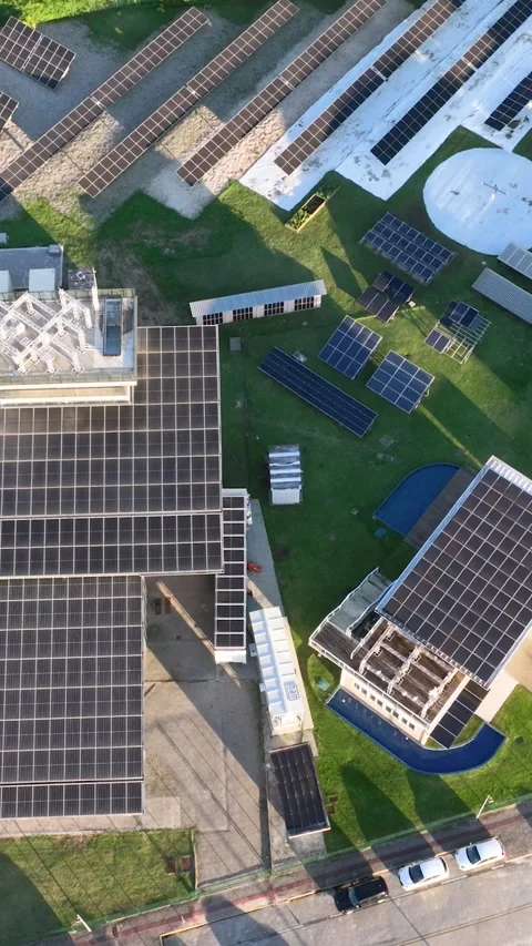 Solar Energy Technology Complex in Florianopolis, Brazil, Aerial View Stock Footage 344441238