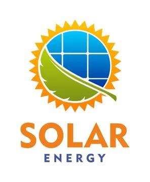 Solar energy technology icon with sun rays Stock Illustration