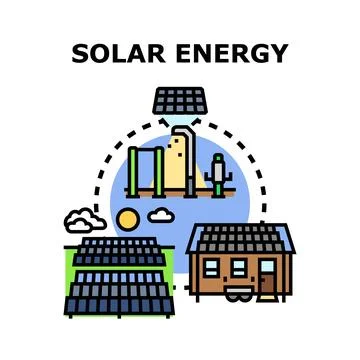 Solar energy using renewable power technology concept Stock Illustration